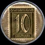Timbre de 10 pfennig olive sur fond brun