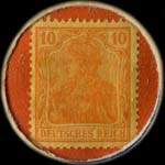 Timbre-monnaie Joseph Cramer à Greven - 10 pfennig orange sur fond rouge - revers