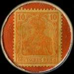 Timbre de 10 pfennig orange sur fond rouge