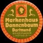 Timbre-monnaie Markenhaus Dannenbaum à Dortmund - 10 pfennig olive sur fond jaune - avers