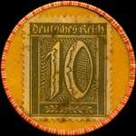 Timbre de 10 pfennig olive sur fond jaune