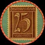 Timbre de 25 pfennig brun sur fond vert