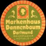 Timbre-monnaie Markenhaus Dannenbaum à Dortmund - 10 pfennig olive sur fond bleu-vert - avers
