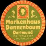 Timbre-monnaie Markenhaus Dannenbaum � Dortmund - 10 pfennig olive sur fond bleu-vert - avers