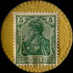 Timbre de 5 pfennig vert sur carton