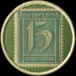 Timbre de 15 pfennig bleu-vert sur fond vert