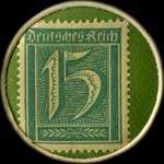 Timbre-monnaie Donner's Stempel - 15 pfennig bleu-vert sur fond vert - revers