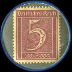 Timbre-monnaie Doornkaat A.G. à Norden (type 1 de couleurs) - 5 pfennig lie-de-vin sur fond gris-vert - revers