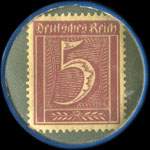Timbre de 5 pfennig lie-de-vin sur fond gris-vert