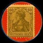 Timbre de 60 pfennig olive sur fond rouge