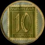 Timbre-monnaie DAB - Dortmunder Actien-Brauerei type 2 - 10 pfennig olive sur fond bleu-gris - revers