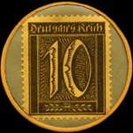 Timbre-monnaie DAB - Dortmunder Actien-Brauerei type 1 - 10 pfennig brun sur fond vert - revers