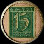 Timbre-monnaie DAB - Dortmunder Actien-Brauerei type 3 - 15 pfennig bleu-vert sur fond rose - revers