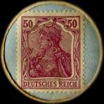 Timbre-monnaie DAB - Dortmunder Actien-Brauerei type 2 - 50 pfennig lie-de-vin sur fond bleu - revers