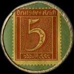 Timbre-monnaie DAB - Dortmunder Actien-Brauerei type 3 - 5 pfennig bordeaux sur fond vert - revers