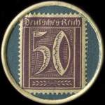Timbre-monnaie Düsing à Horst - 50 pfennig violet sur fond bleu-vert - Type 2 = chapeau - revers