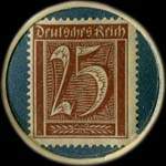 Timbre-monnaie Düsing à Horst - 25 pfennig marron sur fond bleu-vert - Type 2 = chapeau - revers