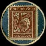 Timbre de 25 pfennig marron sur fond bleu-vert