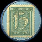 Timbre de 15 pfennig bleu sur fond bleu