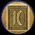 Timbre-monnaie Echt Briesnitzer Mineralbrunnen type 1 - 10 pfennig olive sur fond doré - revers