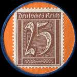 Timbre de 25 pfennig marron sur fond orange