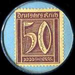 Timbre de 50 pfennig violet sur fond bleu