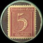 Timbre de 5 pfennig lie-de-vin sur fond noir