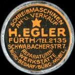 Timbre-monnaie H. Egler - Fürth/Tel. 2135 - Schwabacherstr. 7. - briefmarkenkapselgeld
