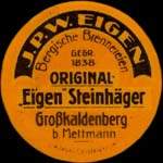 Timbre-monnaie J.P.W. Eigen à Gross-Kaldenberg type 1 - 10 pfennig olive sur fond rose - avers