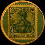 Timbre-monnaie J.P.W. Eigen à Gross-Kaldenberg type 2 - 20 pfennig vert sur fond vert - revers