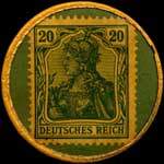 Timbre de 20 pfennig vert sur fond vert