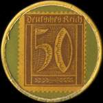 Timbre-monnaie J.P.W. Eigen à Gross-Kaldenberg type 2 - 50 pfennig marron sur fond vert - revers
