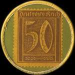 Timbre de 50 pfennig marron sur fond vert