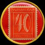 Timbre de 40 pfennig rouge sur fond rouge