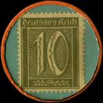Timbre-monnaie Marke Eschmi - Ohligs - 10 pfennig olive sur fond bleu-vert - revers
