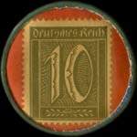 Timbre-monnaie Ludwig Faber à Elberfeld - 10 pfennig olive sur fond rouge - revers