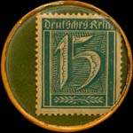 Timbre de 15 pfennig vert sur fond vert
