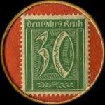 Timbre-monnaie Fehlt Büro Bedarf à Aachen - 30 pfennig vert sur fond rouge - revers