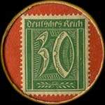 Timbre de 30 pfennig vert sur fond rouge