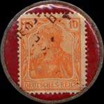 Timbre de 10 pfennig orange sur fond rouge