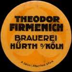 Timbre-monnaie Theodor Firmenich - Brauerei H�rth b/K�ln type 1 - 5 pfennig violet sur fond vert - avers