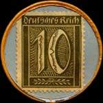 Timbre de 10 pfennig olive sur fond bleu