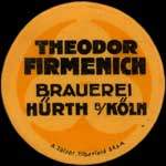 Timbre-monnaie Theodor Firmenich - Brauerei Hürth b/Köln type 1 - 10 pfennig olive sur fond bordeaux - avers