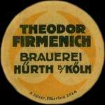 Timbre-monnaie Theodor Firmenich - Brauerei Hürth b/Köln type 2 - 10 pfennig olive sur fond vert - avers