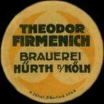Timbre-monnaie Theodor Firmenich - Brauerei H�rth b/K�ln type 2 - 10 pfennig olive sur fond vert - avers