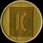 Timbre-monnaie Theodor Firmenich - Brauerei Hürth b/Köln type 2 - 10 pfennig olive sur fond vert - revers