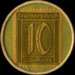 Timbre de 10 pfennig olive sur fond vert