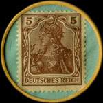 Timbre de 5 pfennig brun sur fond vert