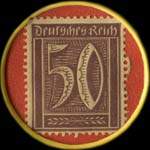 Timbre-monnaie Josef Flecken à Bochum - 50 pfennig violet sur fond rouge - revers