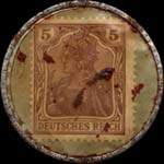 Timbre-monnaie Schuwaren Fränkel - 120 Eigene Geschäfte - 5 pfennig brun sur fond vert - revers